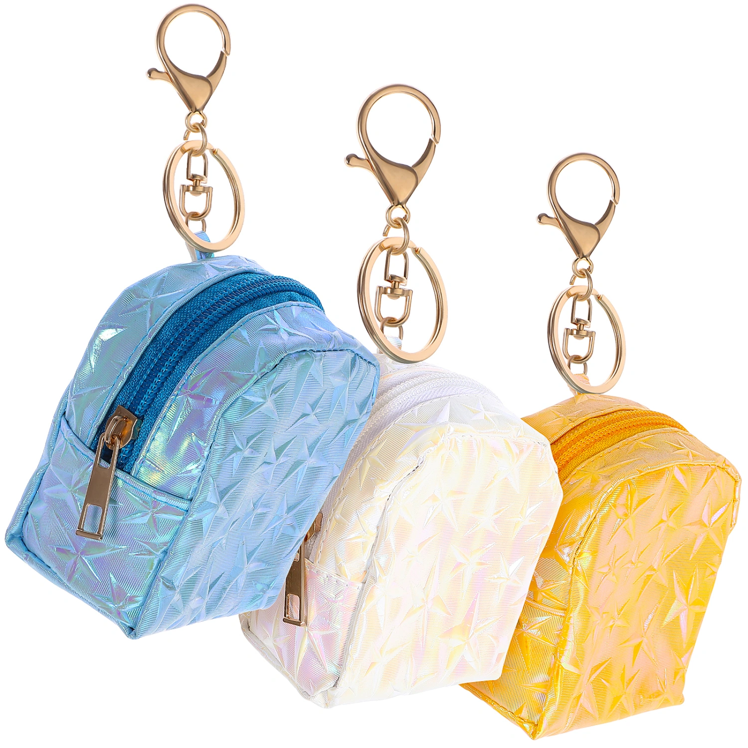 3 Pcs Mini Coin Purses Zipper Coin Pouches Texture Star Purses Small Wallets with Keychain