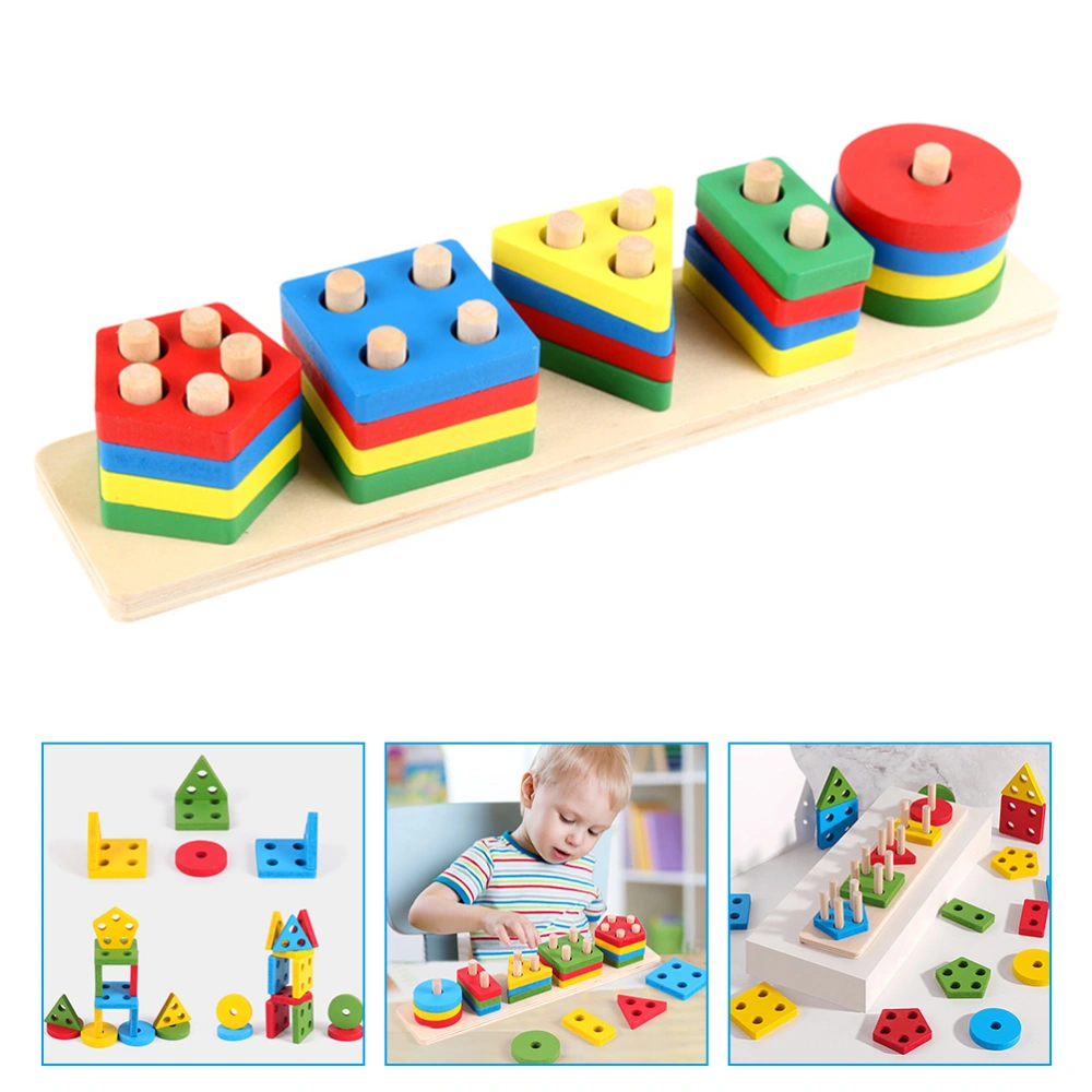 1 Set of Geometry Block Matching Toys Shape Sorting Toys Colored Wooden Geometry Blocks