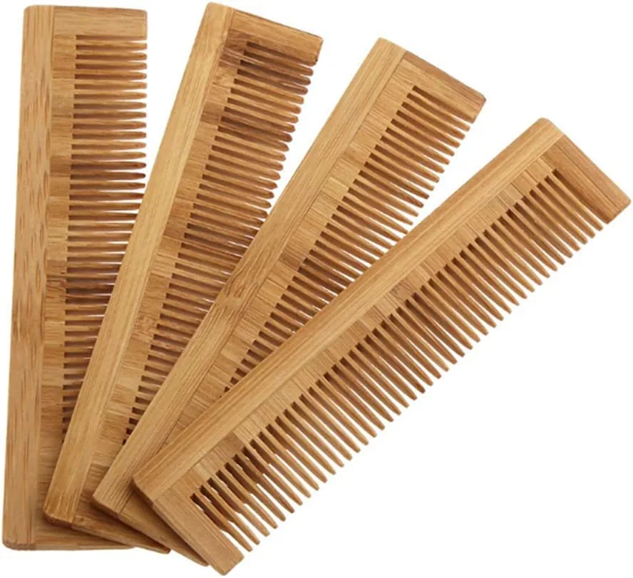 5Pcs Wooden Combs Bamboo Anti-Static Wood Hair Comb for Women Men Thick Wavy or Straight Hair