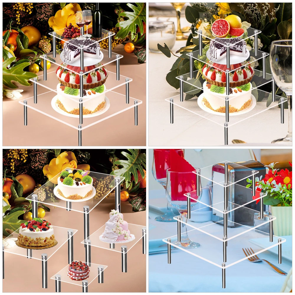 3Pcs Stackable Cake Holder Transparent Cake Tray Acrylic Cake Stand Acrylic Clear Cupcake Stand