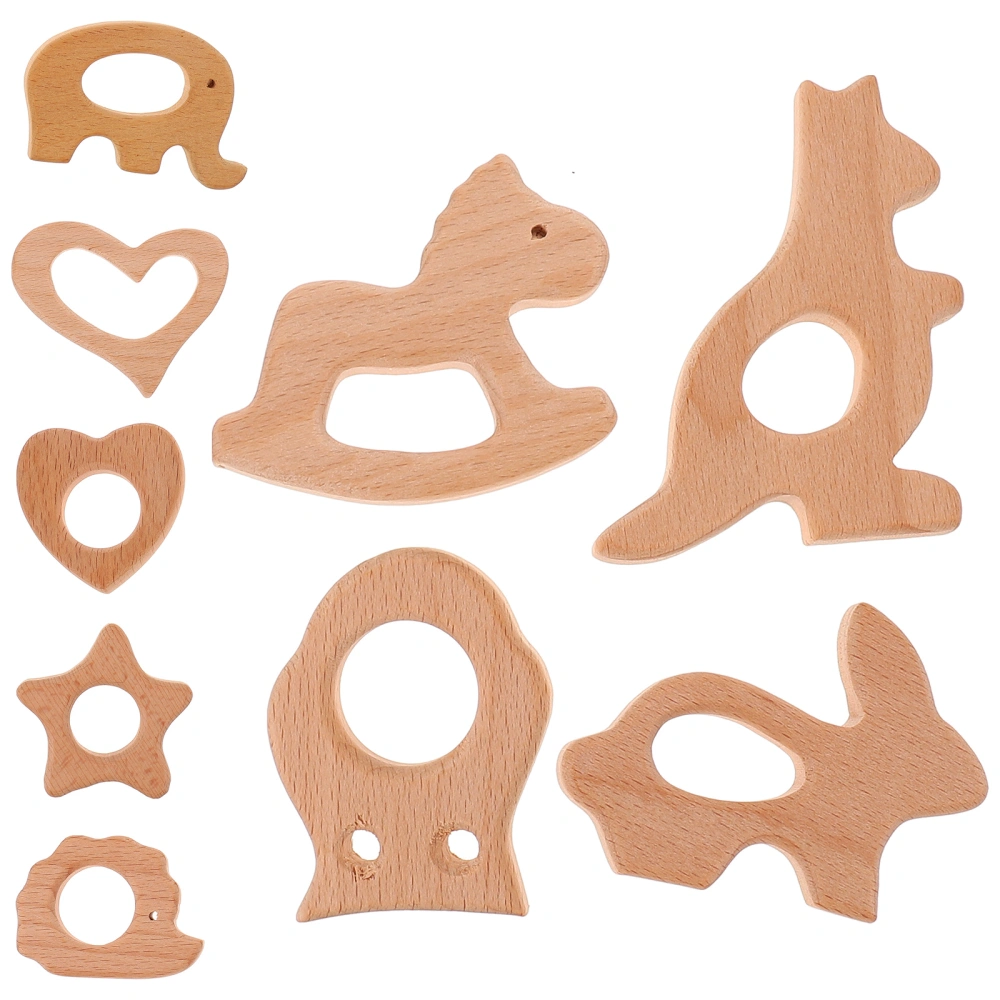 9pcs Wooden Teething Rings Animals Teething Rings Baby Teether Infant Teether Toys