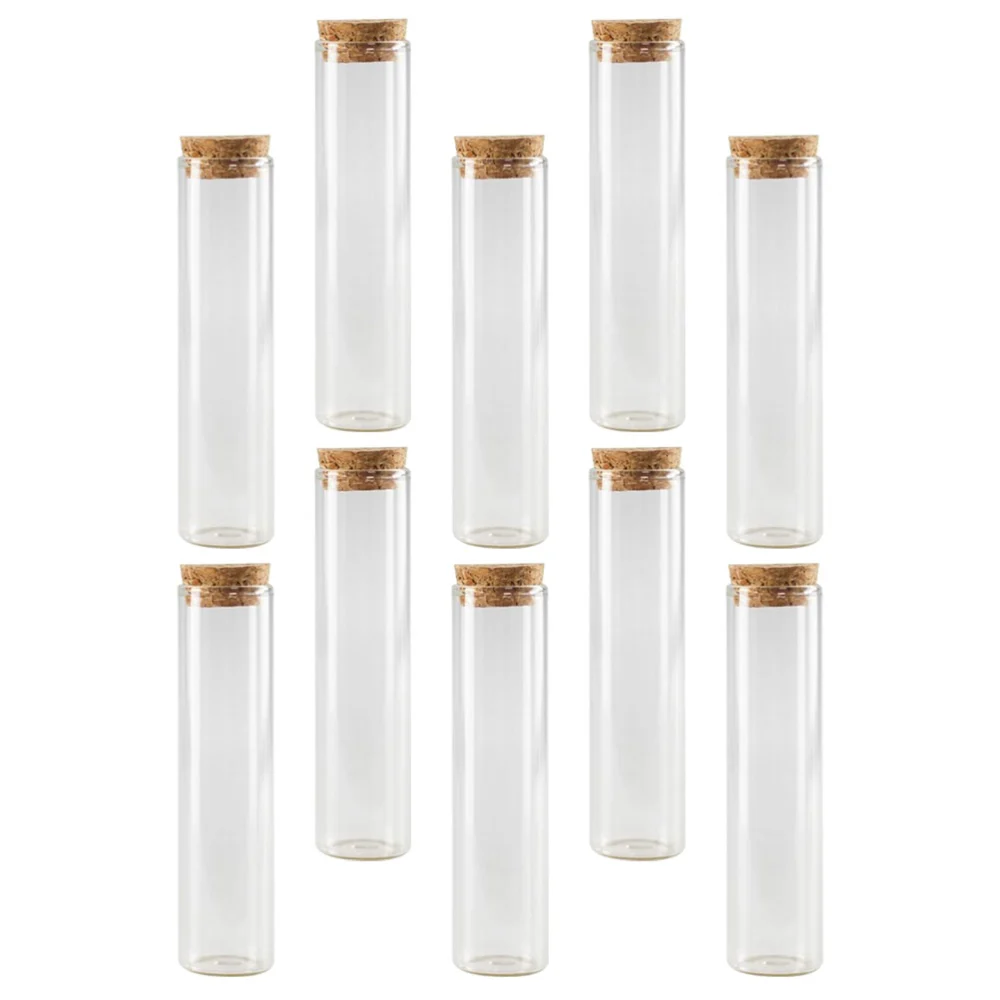 10pcs Transparent Bottles Clear Glass Organizer with Leak-proof Cork Lids Glass Sub Tubes