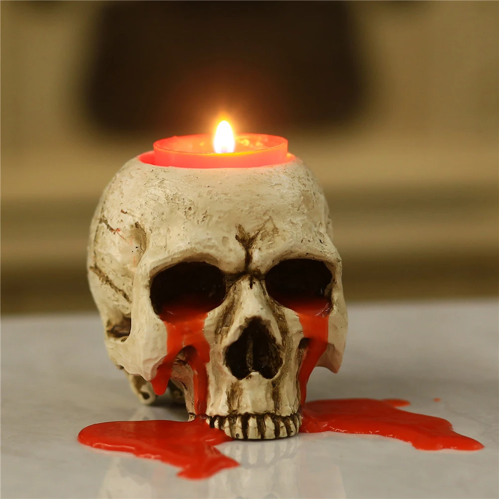 Skull Candle Holder Halloween Skull Tealight Candle Holder Scary Spooky Tealight Holder