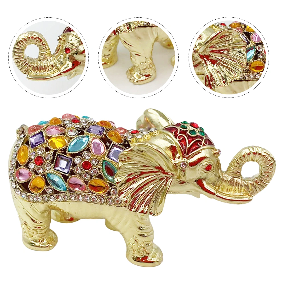 Elephant-shaped Jewelry Container Rhinestone Inlaid Ear Stud Ring Storage Case