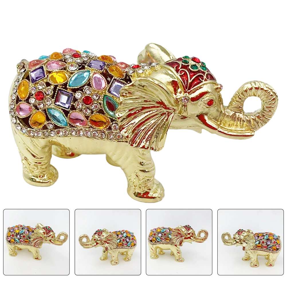 Elephant-shaped Jewelry Container Rhinestone Inlaid Ear Stud Ring Storage Case