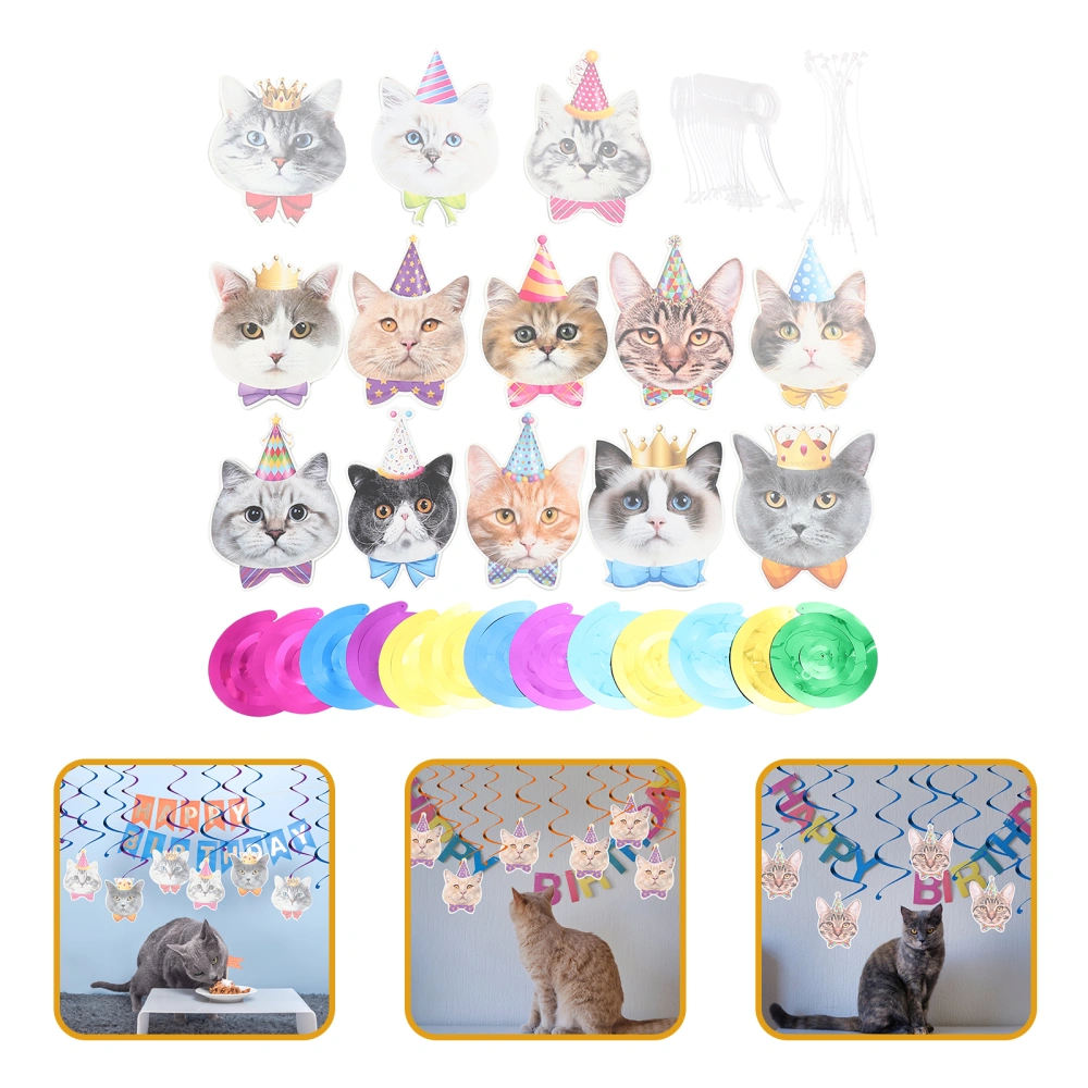 1 Set of Cat Hanging Swirls Decorations Cat Kitten Birthday Party Decoration Cat Swirl Decorations for Cat Lover