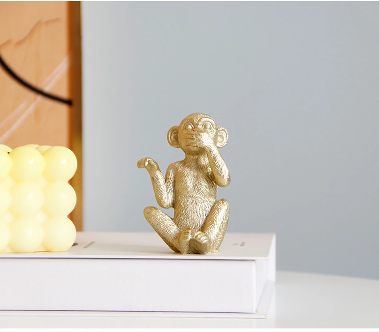 3pcs Resin Monkey Statue Ornament Resin Monkey Decor Cute Animal Figurine