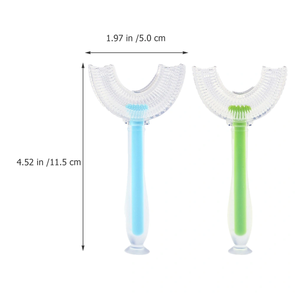 2Pcs Kids Silicone Toothbrush U Shaped Toothbrush Kids Tooth Cleaning Brush Baby Toothbrush