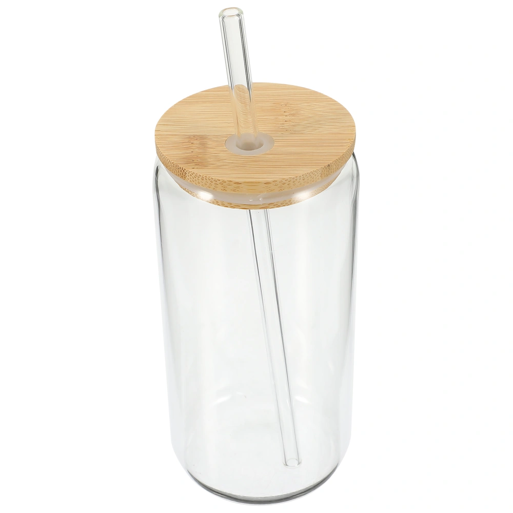 Transparent Glass Milk Tea Cup Multi-Function Juice Cup Coffee Tea Mug with Straw Lid