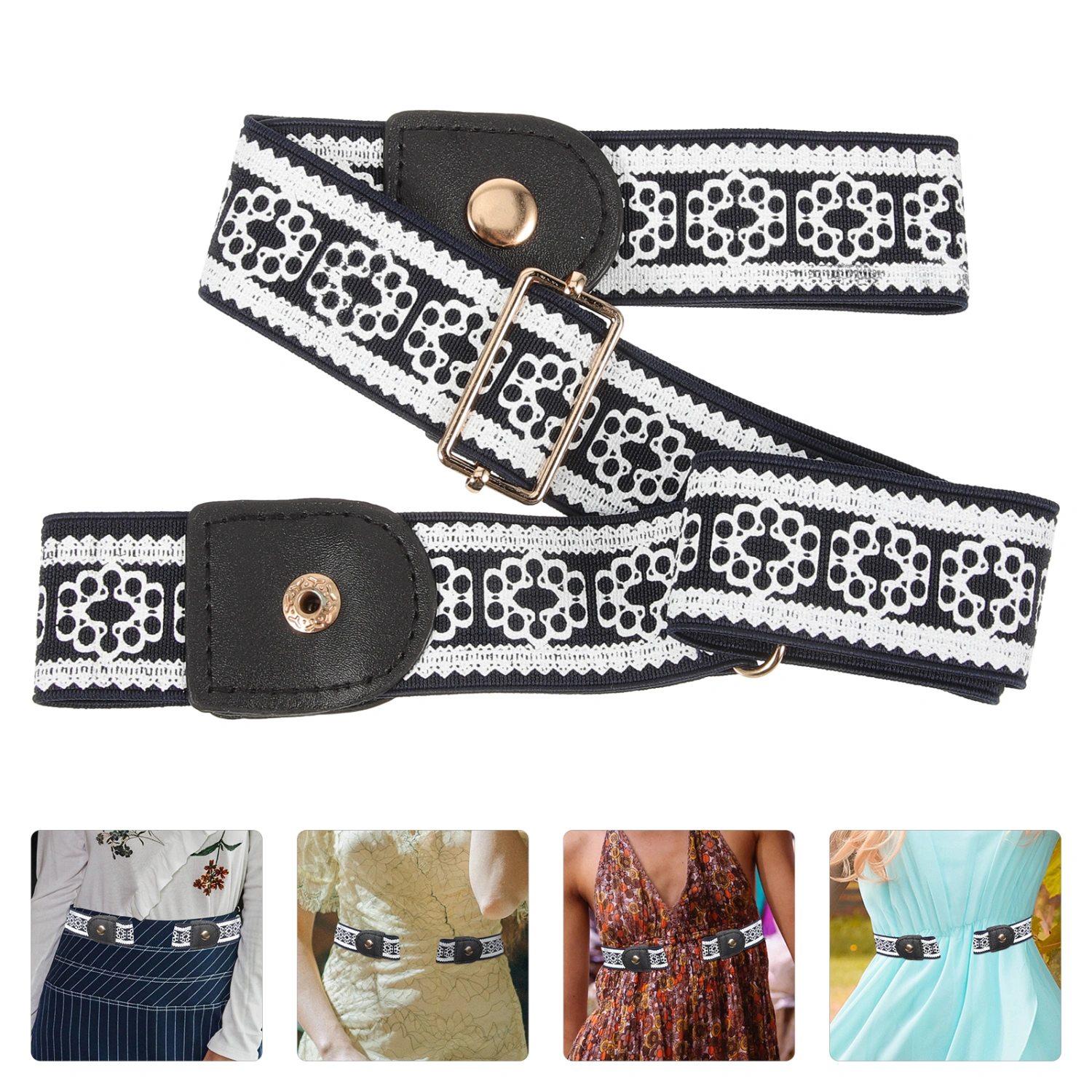 No Buckle Belt Fashionable Waist Belt No Buckle Free Elastic Belt for Women Men