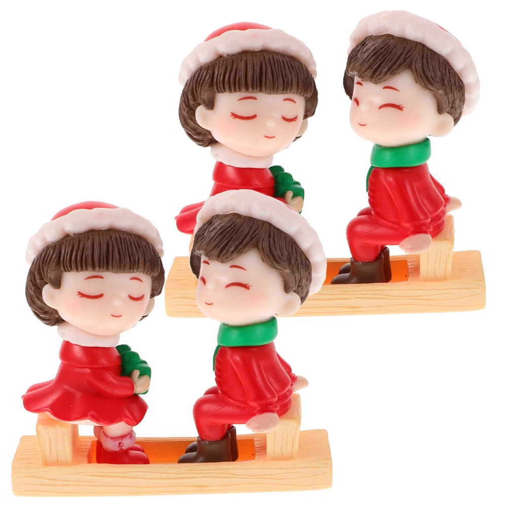 1 Set Couple Figurine Valentine Couple Craft Christmas Couple Figurine Decor