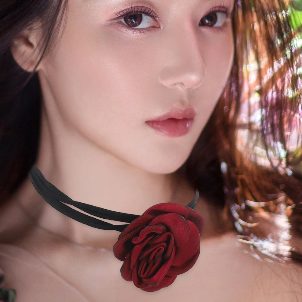 Rose Necklace Hanging Neck Choker Decor Romantic Neck Chain Necklace Women Jewelry