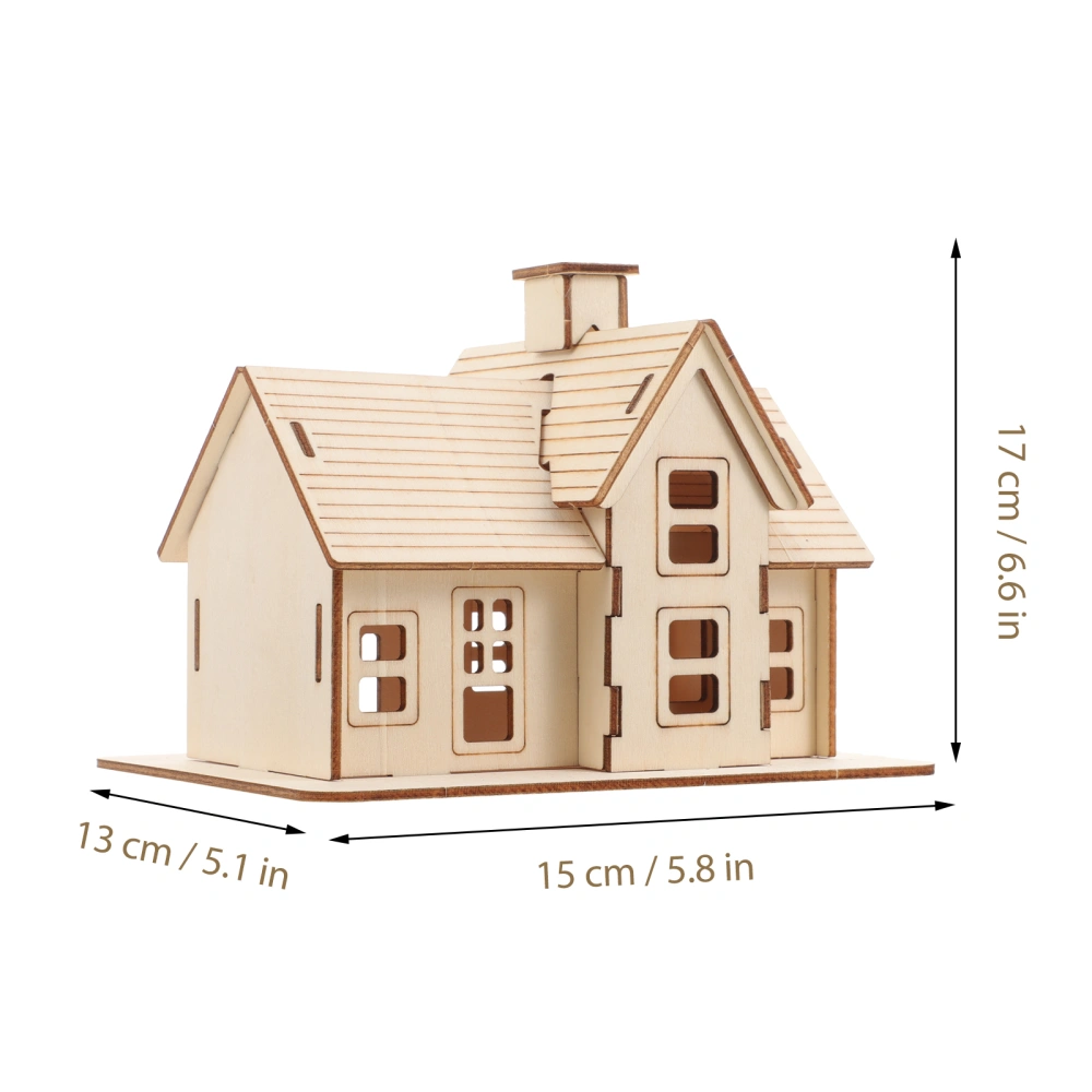 1 Set DIY Assembly House Model 3D Puzzle Wooden House DIY Puzzle for Adults