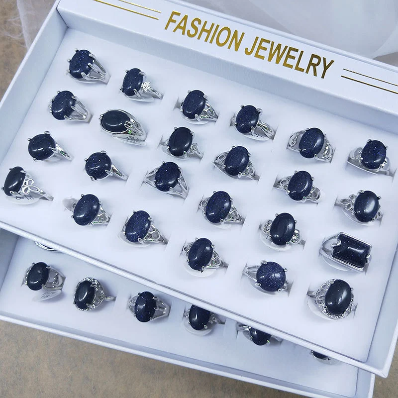 6pcs Aesthetic Finger Rings Gemstone Rings Decorative Stone Rings Set for Men Women