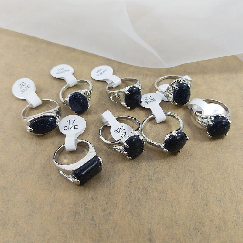 6pcs Aesthetic Finger Rings Gemstone Rings Decorative Stone Rings Set for Men Women