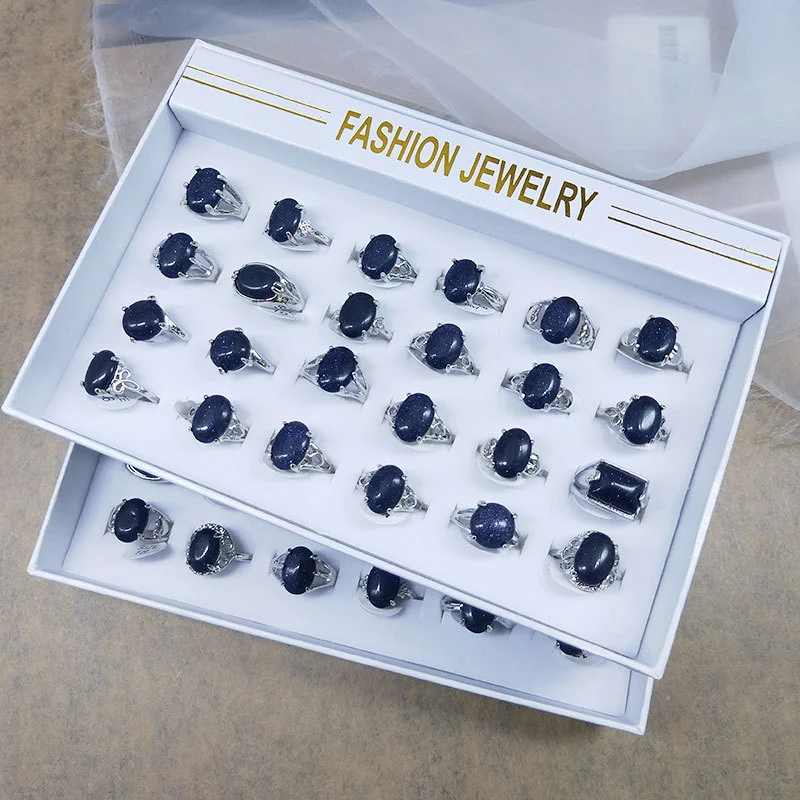 6pcs Aesthetic Finger Rings Gemstone Rings Decorative Stone Rings Set for Men Women
