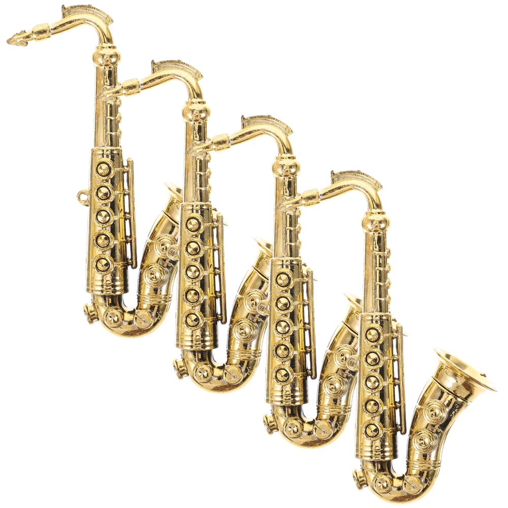 4 pcs Plastic Artificial Saxophone Model Golden Fake Saxophone Model DIY Crafts Saxophone Model