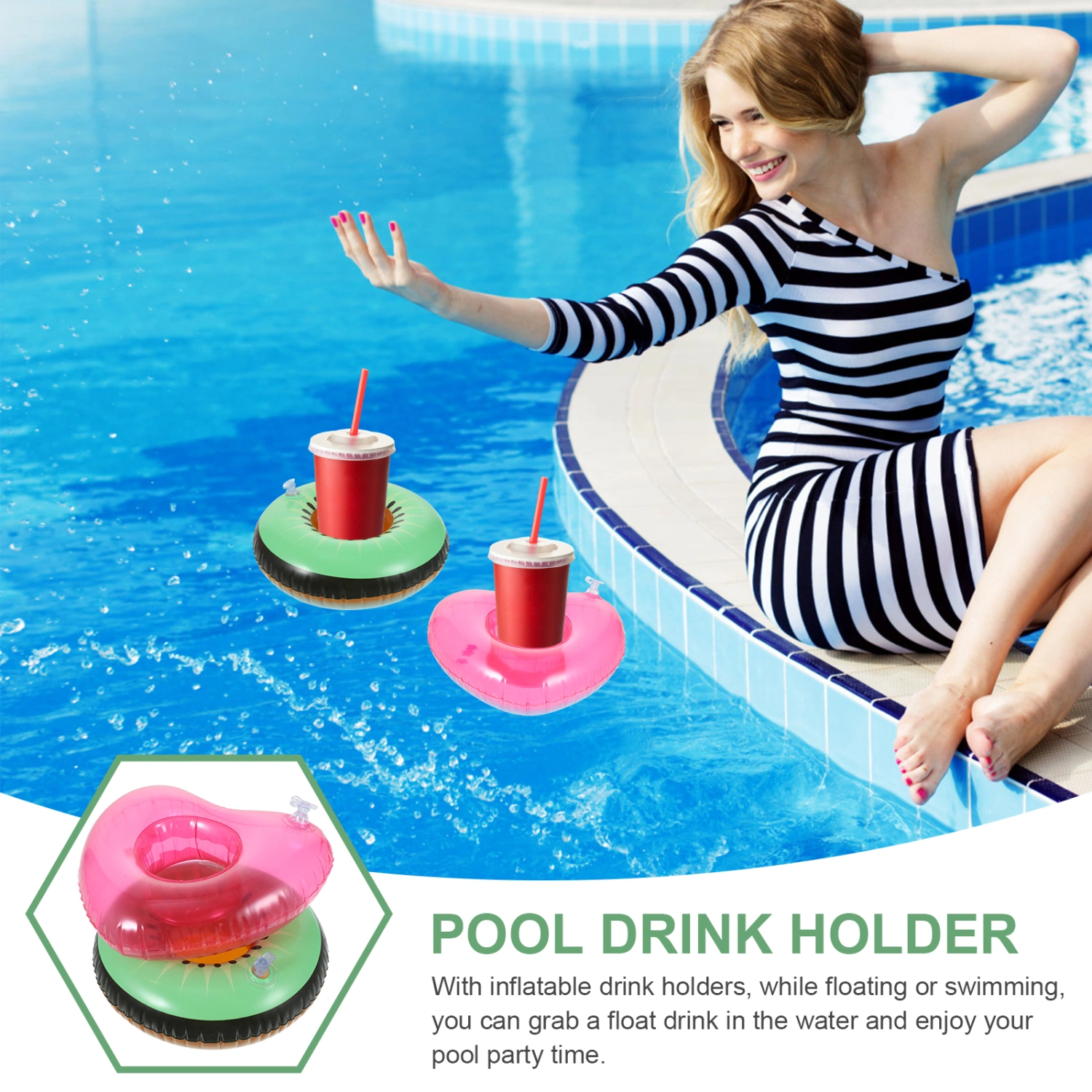 4pcs  Pool Drink Holder Inflatable Drink Holders Floating Water Cup Holders Coasters