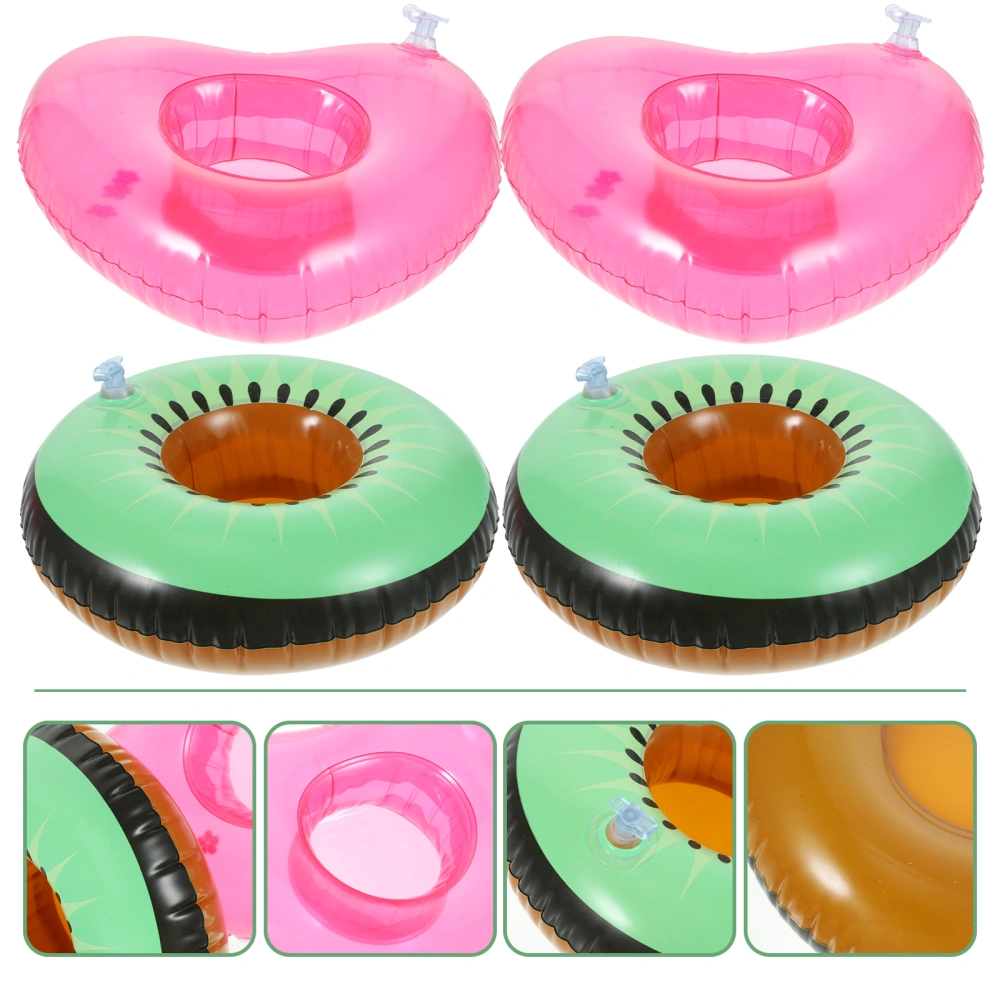 4pcs  Pool Drink Holder Inflatable Drink Holders Floating Water Cup Holders Coasters