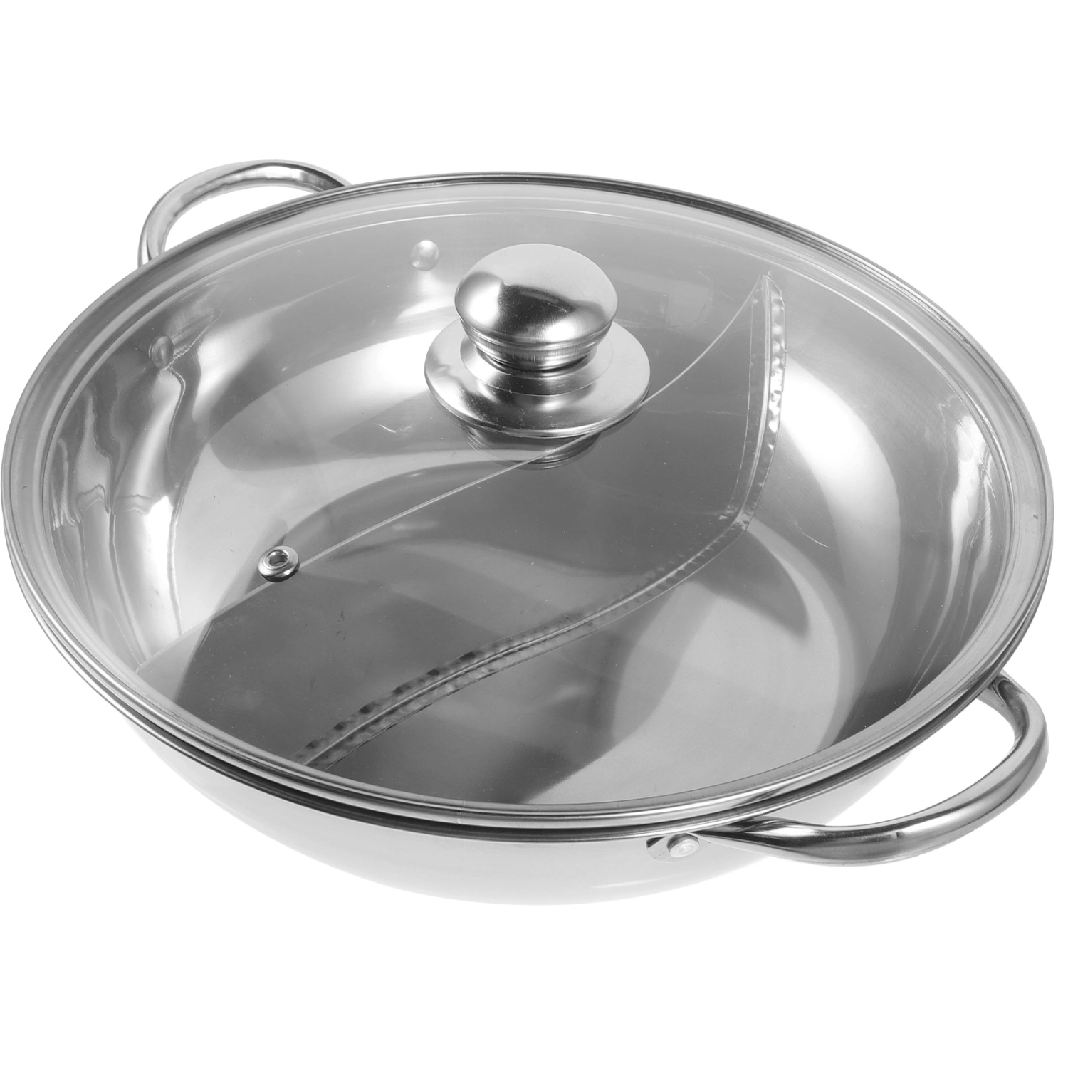 Stainless Steel Hot Pot Double-flavor Hot Pot Household Shabu Pot Stock Pot Kitchen Supply