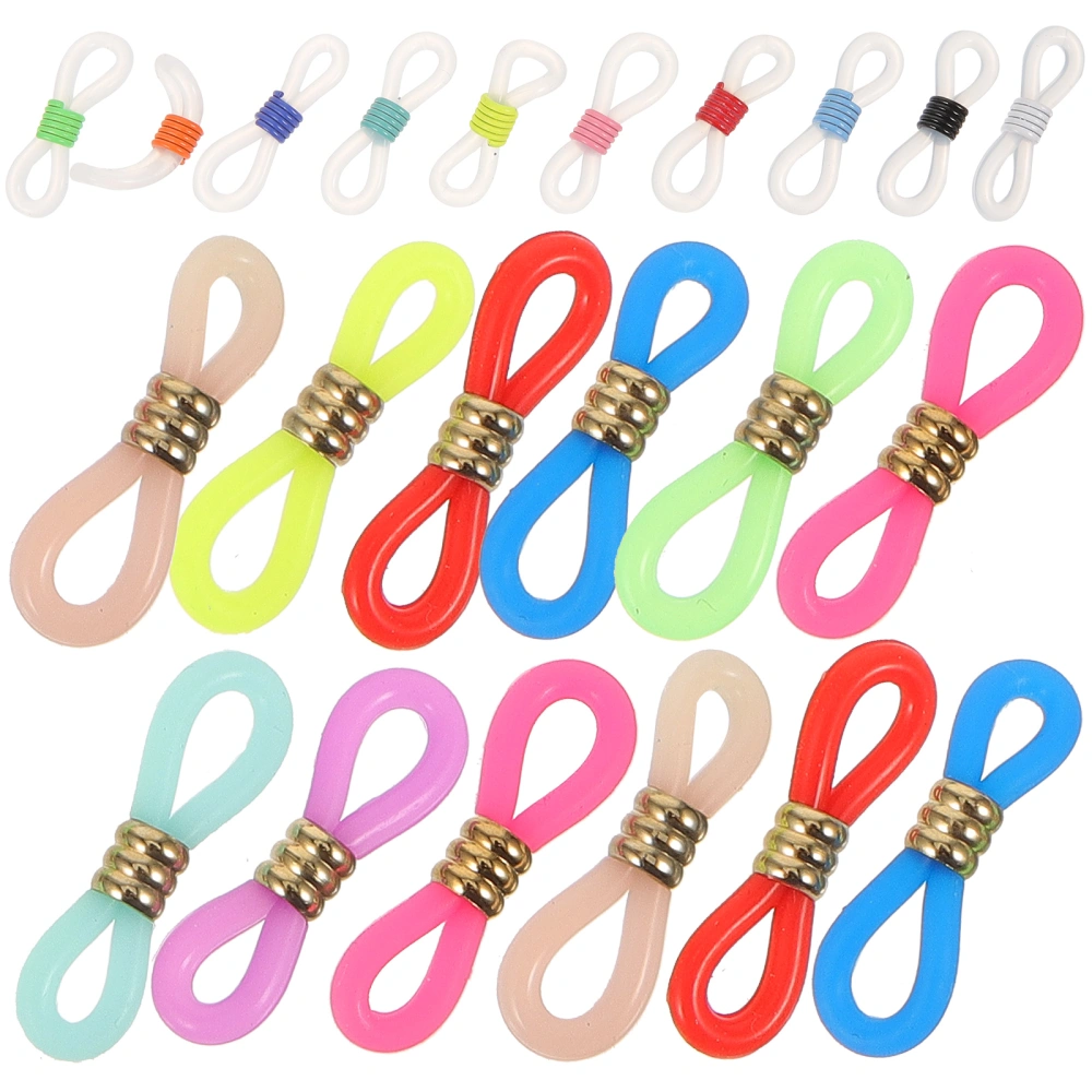 60Pcs Eyeglass Chain Ends Silicone Glasses Connector Anti-Slip Cord Retainer for Eye Glasses Holder