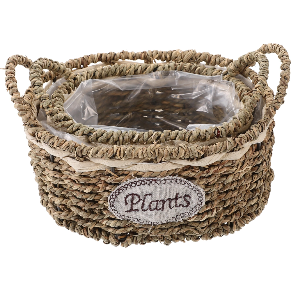 2pcs Practical Woven Basket Rustic Woven Flower Basket Sundries Storage Basket for Home