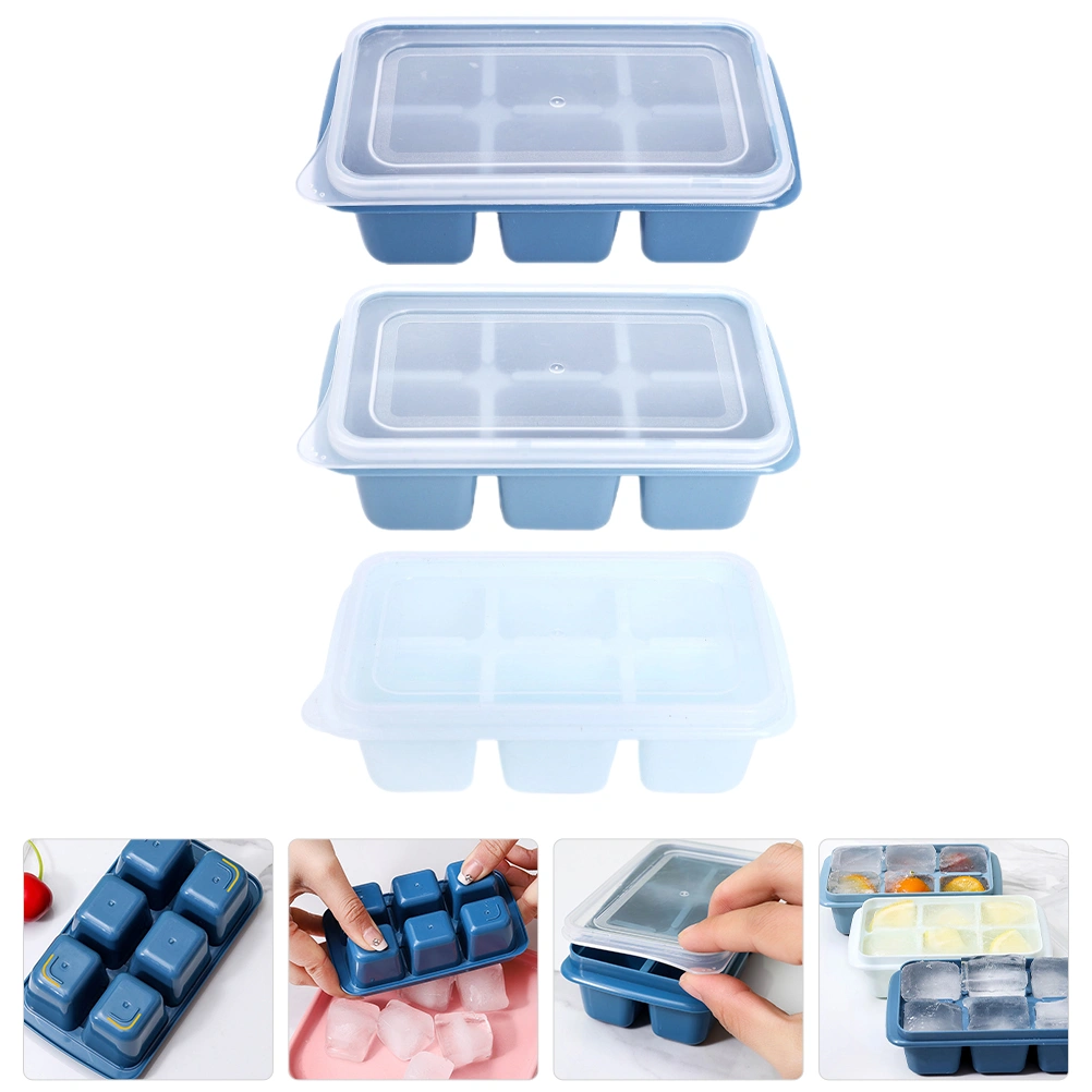 3pcs Plastic Ice Cube Maker Ice Cube Mold Ice Cube Making Mold 6-grids Ice Cube Making Tool