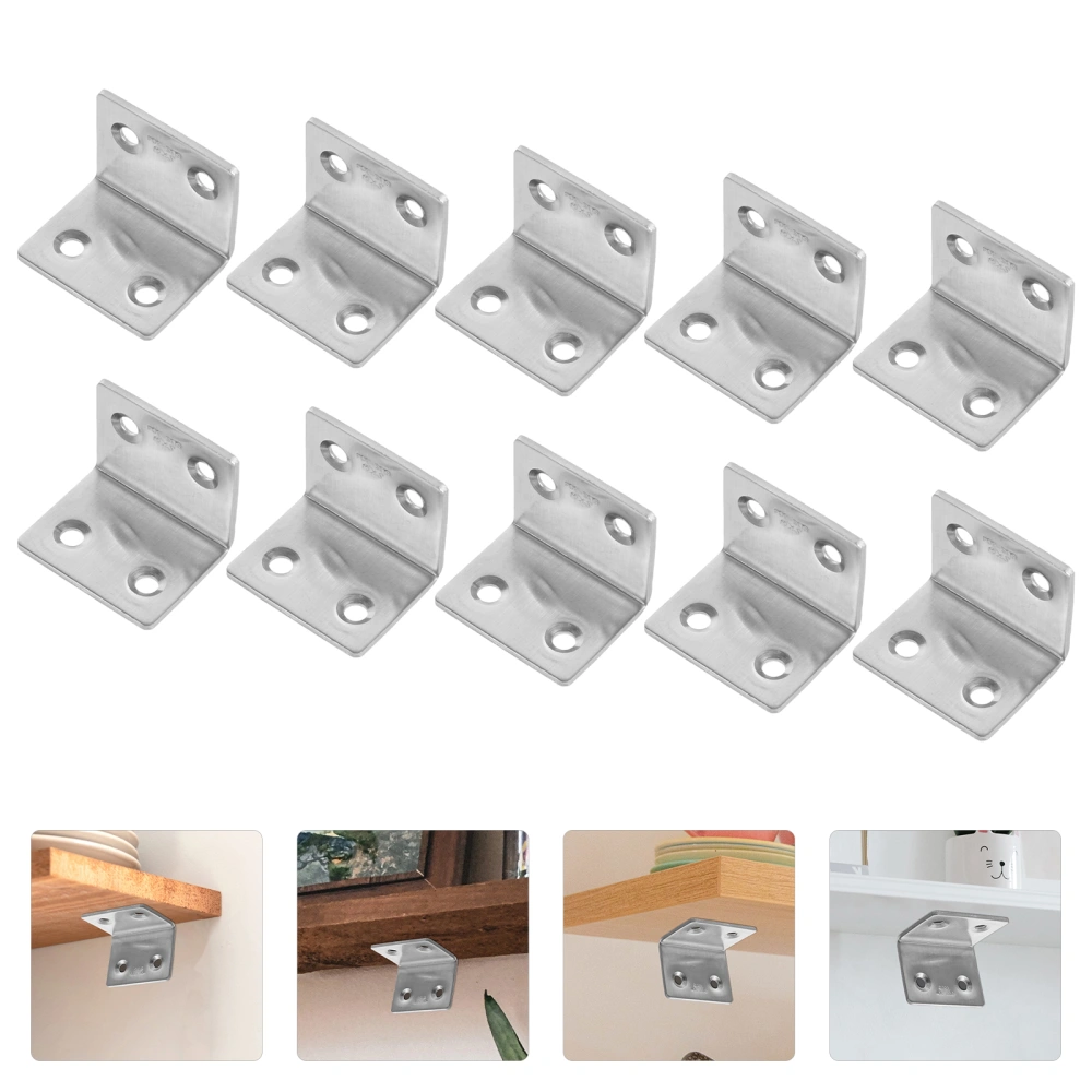 10pcs L Bracket Stainless Steel Corner Brace Shelf Support Bracket Mount