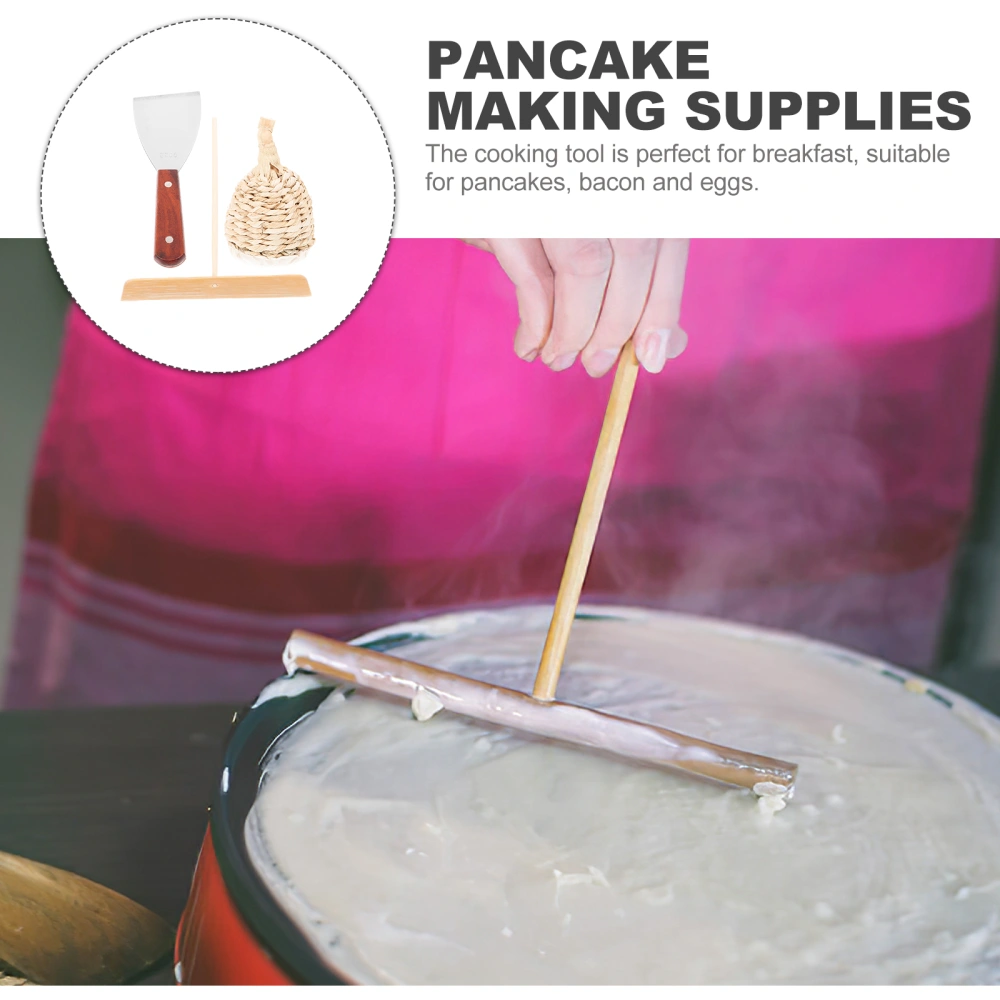 1 Set Pancake Pans Oil Applicator Spreader and Stainless Steel Spatula Pancake Making Supplies