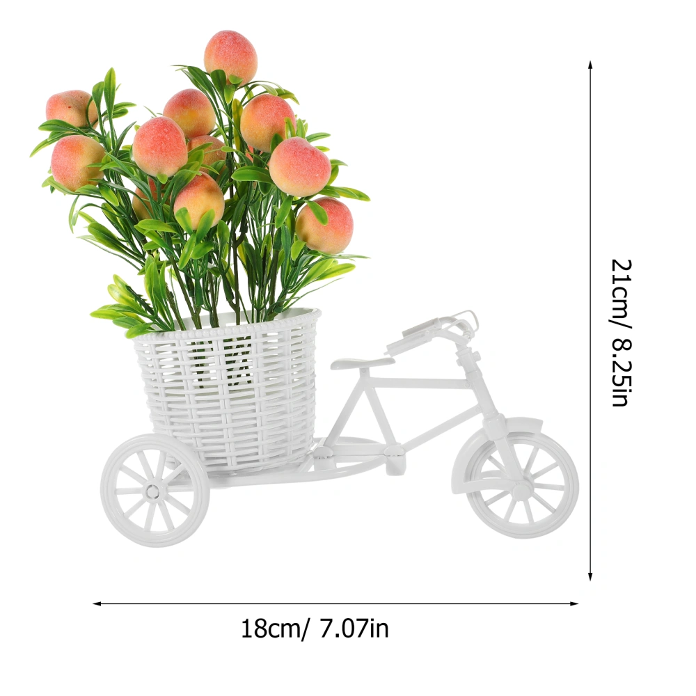 Artificial Flower Bicycle Decor Simulated Peach Ornament Faux Flower with Bike Basket