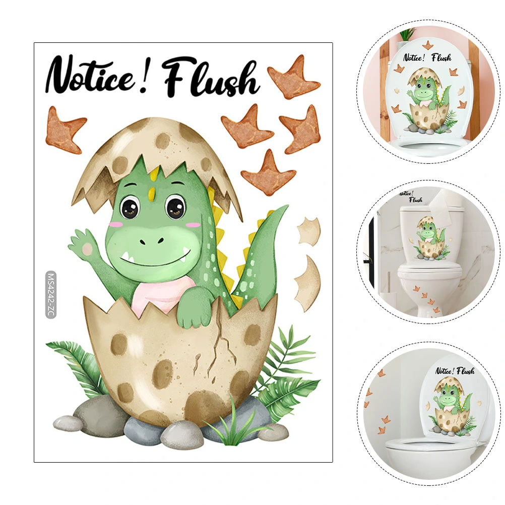 1 Sheet Self Adhesive Toilet Sticker Cartoon Toilet Decal  Bathroom Decal Home Decoration