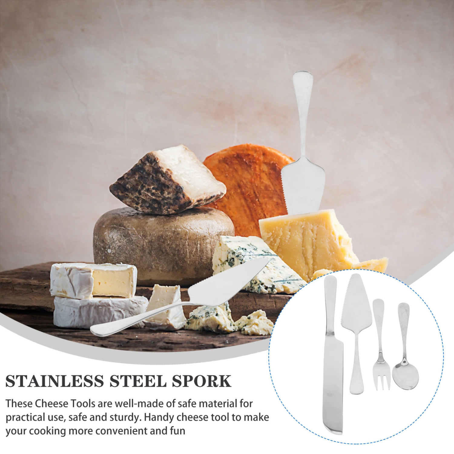 1 Set Stainless Steel Cake Serving Cutter Set with Forks and Spoons for Party and Wedding