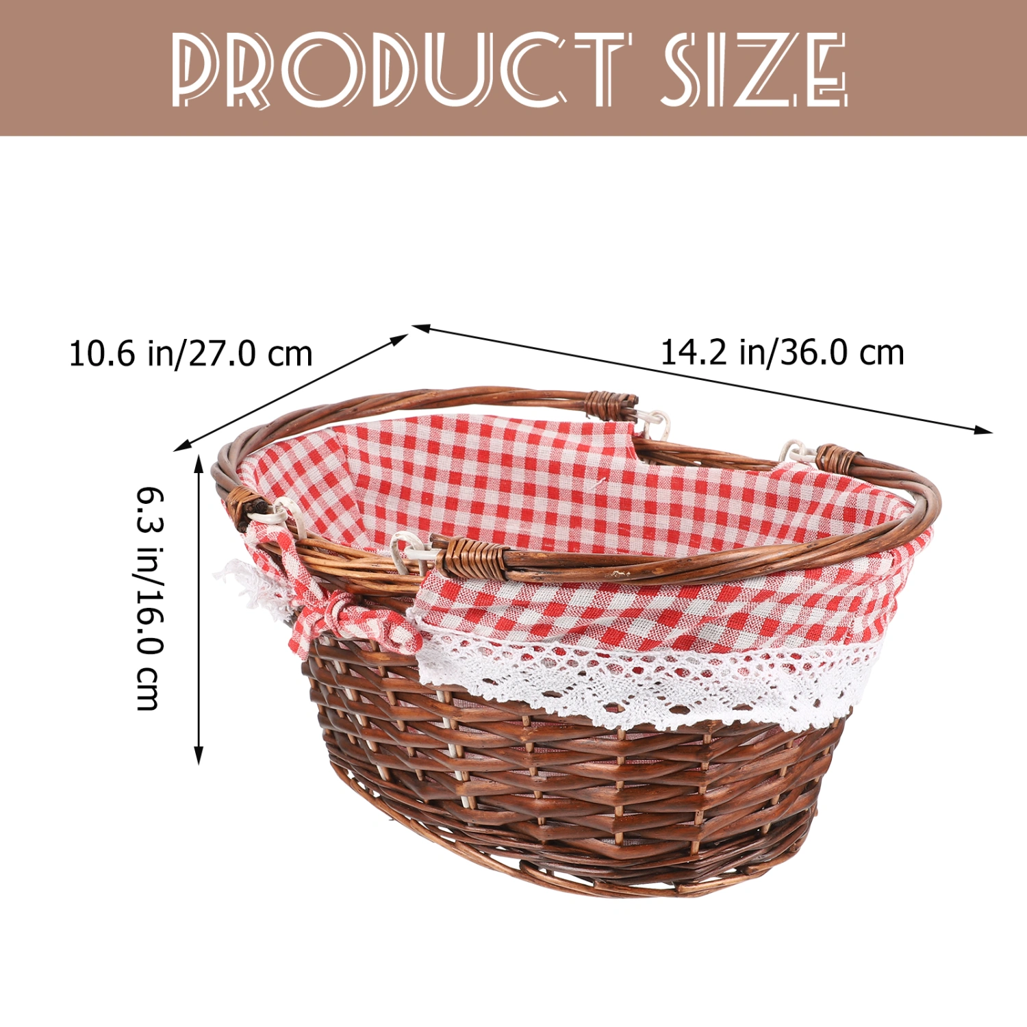 Wicker Picnic Basket Fruit Vegetable Basket Picnic Food Carrying Basket Woven Basket with Handle