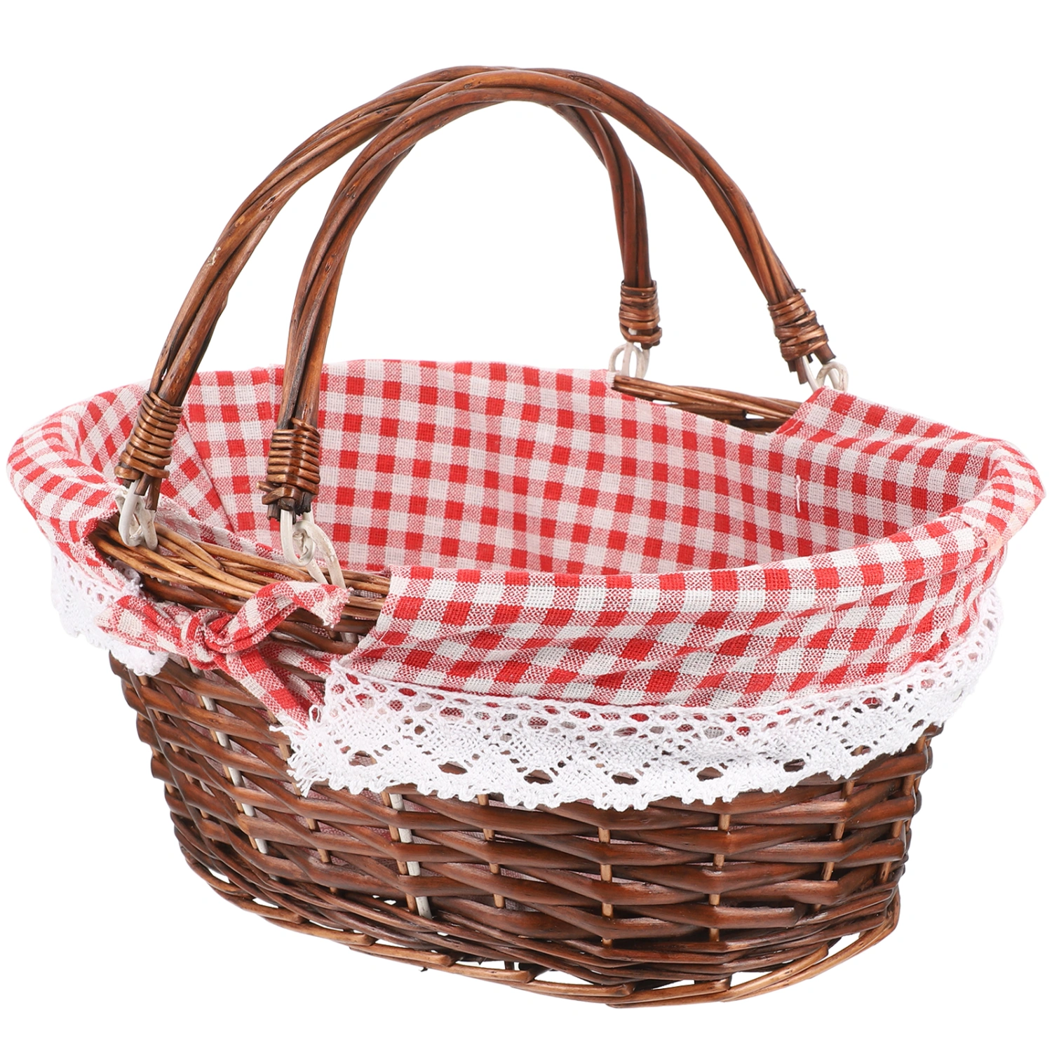 Wicker Picnic Basket Fruit Vegetable Basket Picnic Food Carrying Basket Woven Basket with Handle