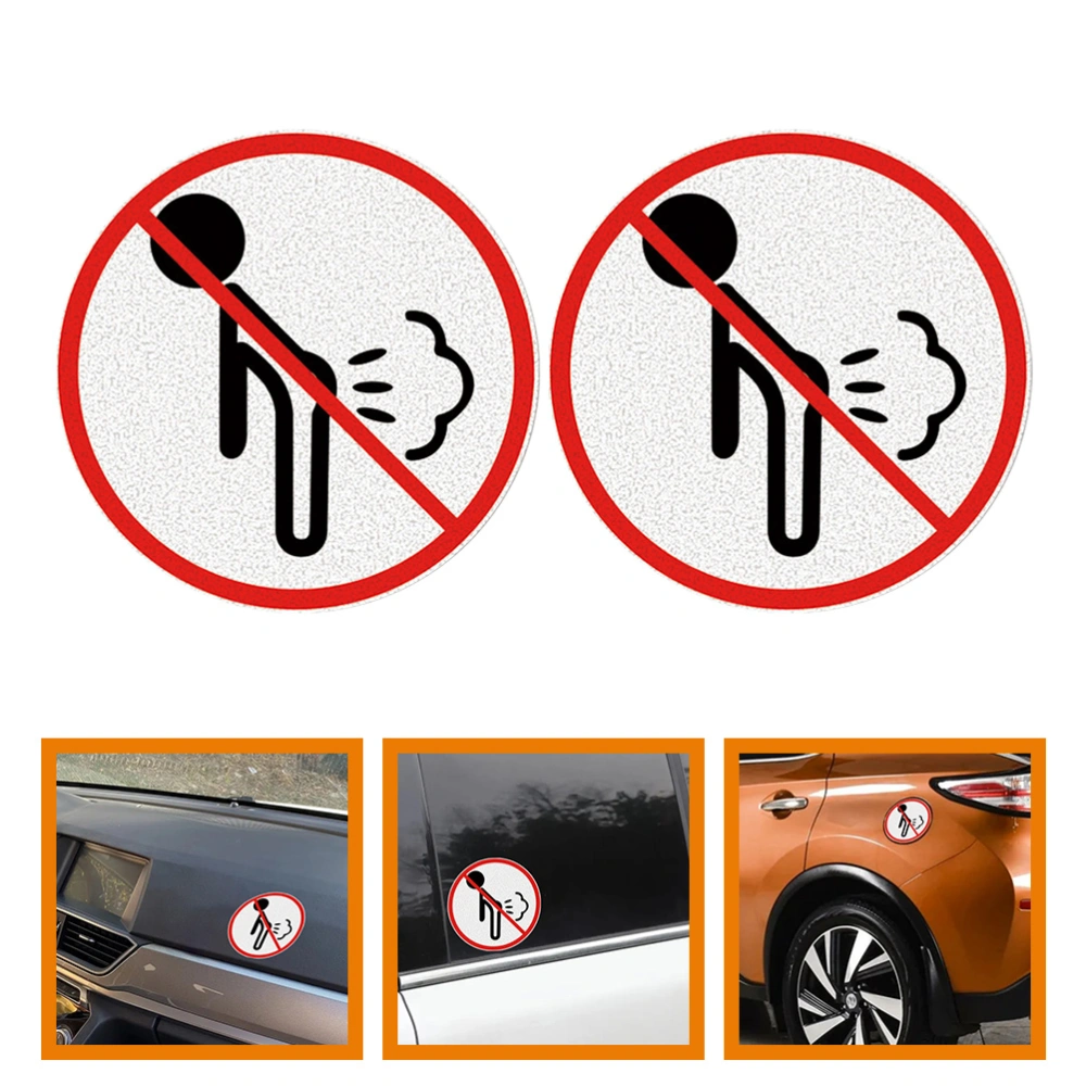 2 Sheets of Car Stickers Vehicle NO Farting Decals Reflective Car NO Farting Stickers