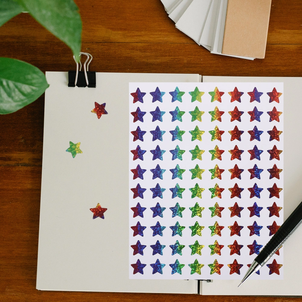 18 Sheets Scrapbook Sticker Colorful Stars Stickers Star Laptop Stickers Bottle Star Stickers