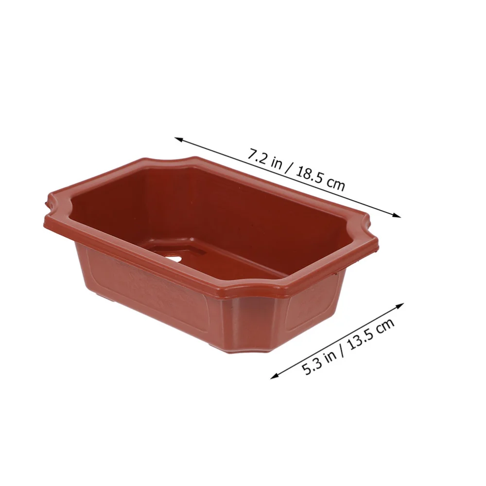 10pcs Bonsai Pots Vintage Style Plastic Bonsai Plants Growing Pot Rectangular Classical Flower Pot