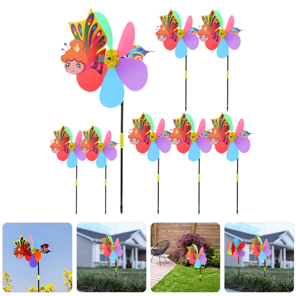 8Pcs Children Cartoon Windmill Garden Yard Pinwheel Decor Outdoor Pinwheel Decoration