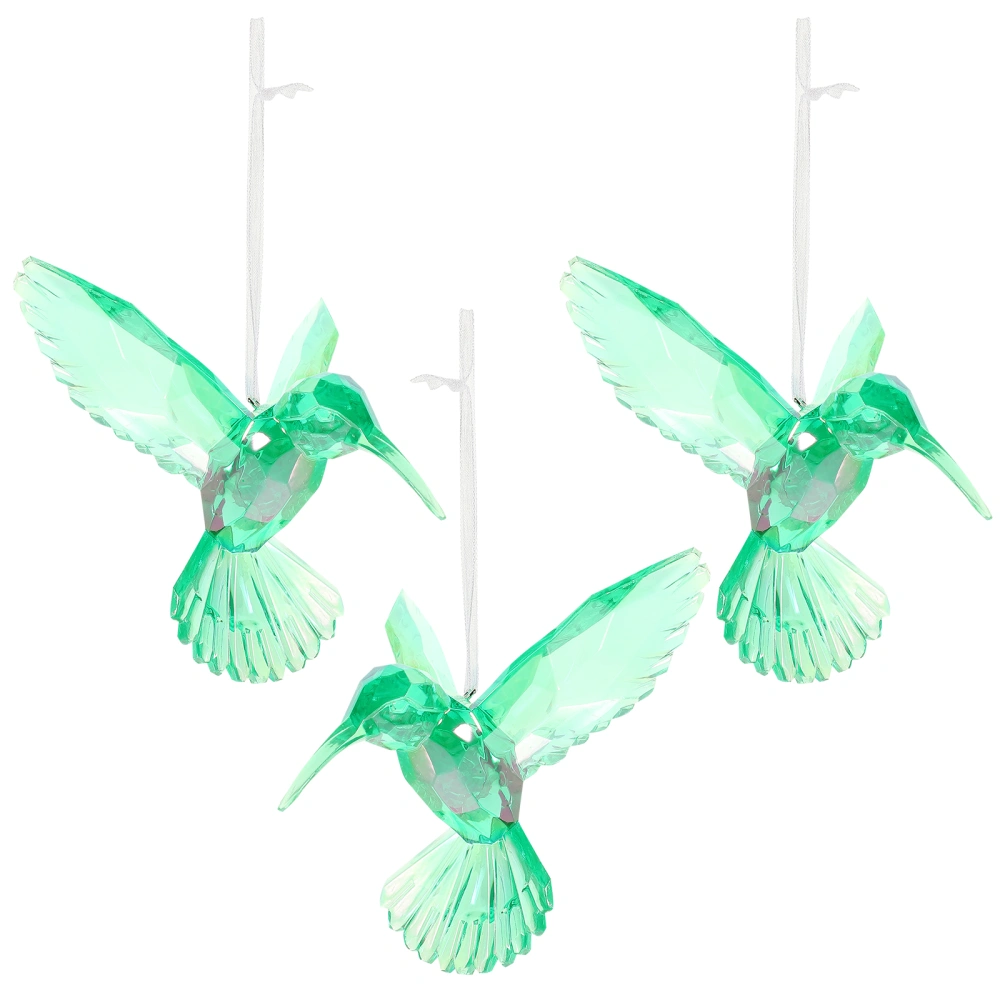 3pcs Acrylic Hummingbird Ornaments Hummingbird Pendant Hanging Bird Decoration