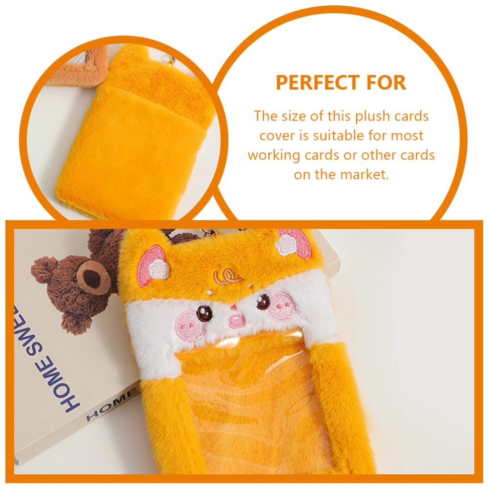 Cartoon Plush Card Sleeve Visible Card Sleeve Hanging Card Cover Decorative Card Protection Cover