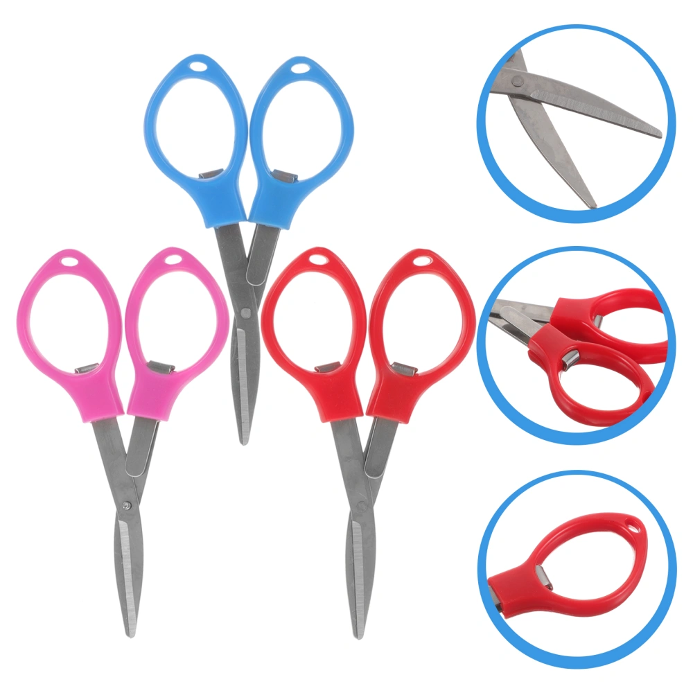 3pcs Mini Scissors Stainless Steel Scissors Cutting Scissors Diy Scissors Folding Scissors