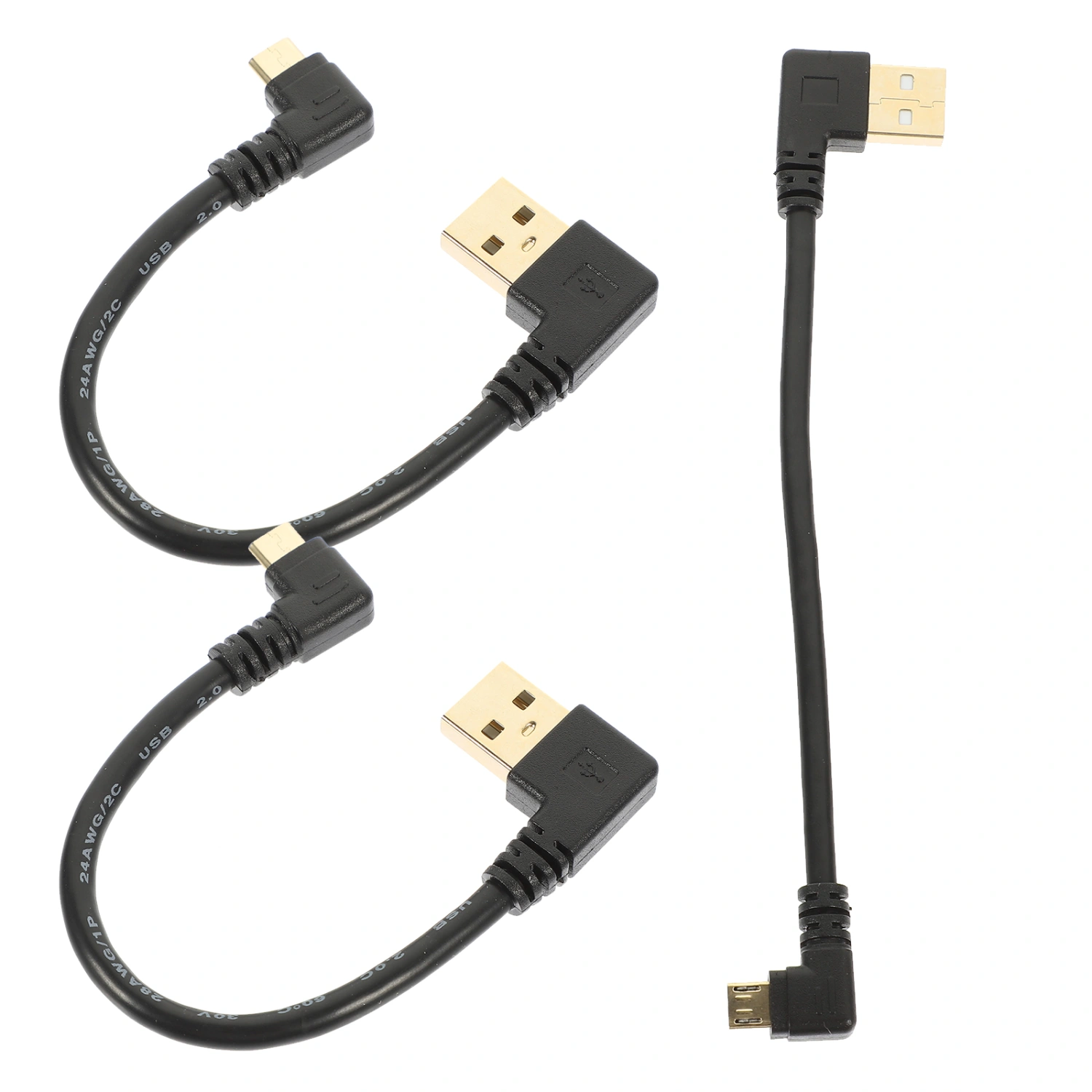 2pcs Right Angle Micro USB Cable Micro USB 90 Degree Adapter Data Sync Cable