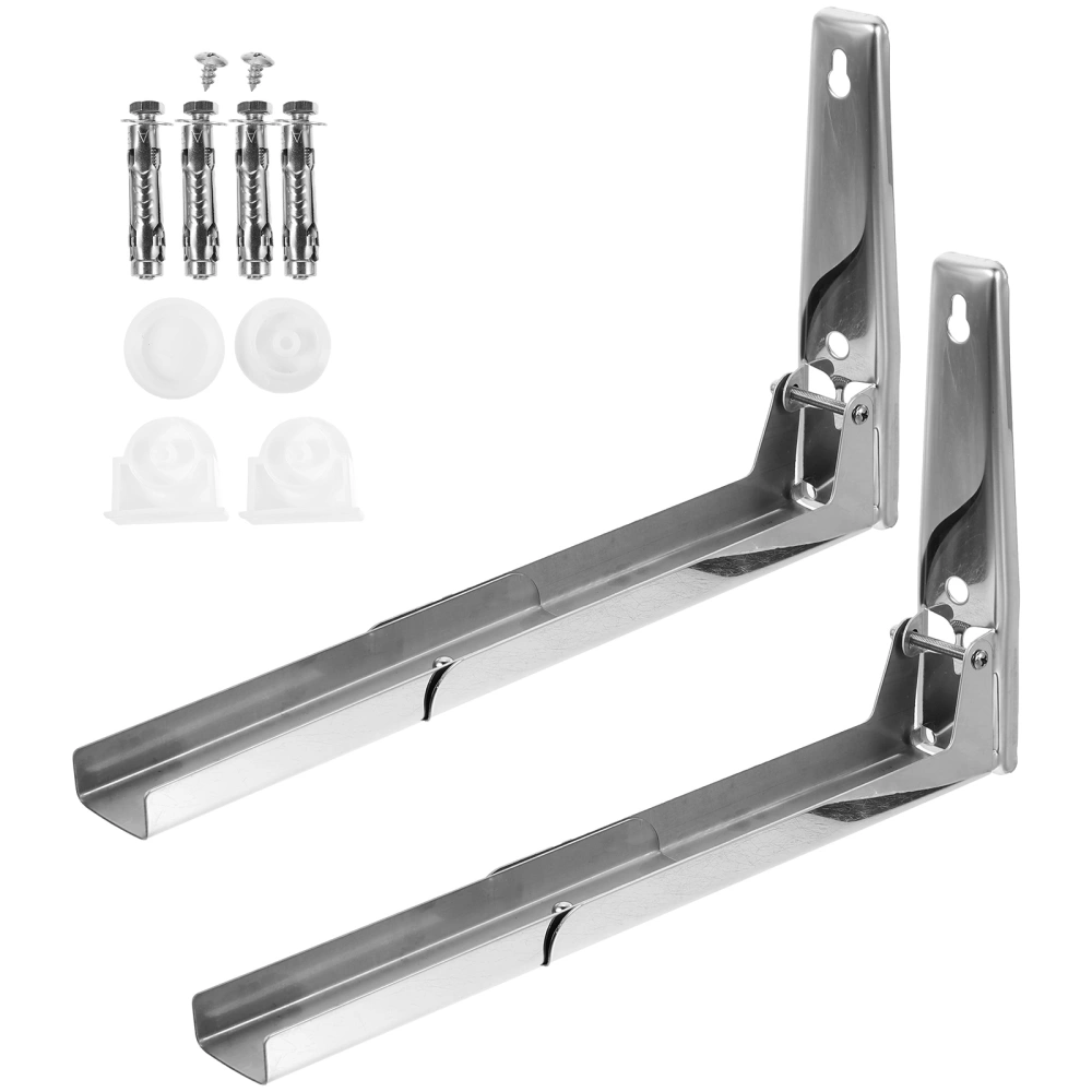 1 Set of Universal Stainless Steel Microwave Mount Bracket Folding Microwave Wall Support Frame