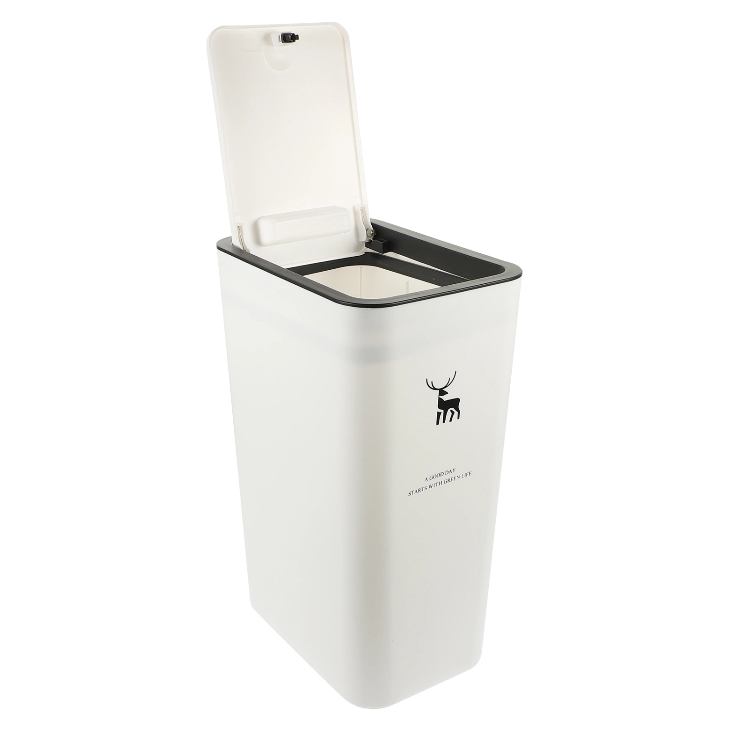 Push Type Trash Can Kitchen Bathroom Trash Can with Lid Garbage Wastepaper Bin