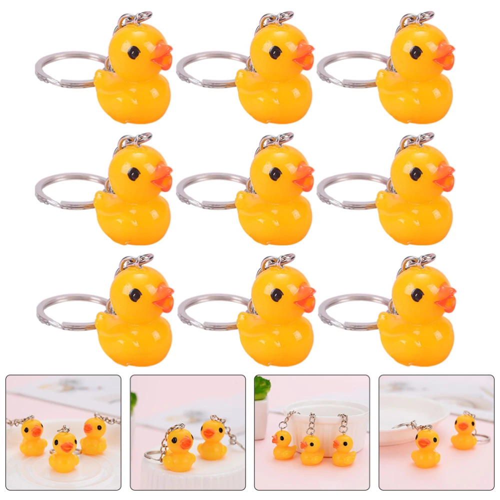 10Pcs Cartoon Animal Keychains Lovely Duck Keychain Purse Backpack Hanging Pendant