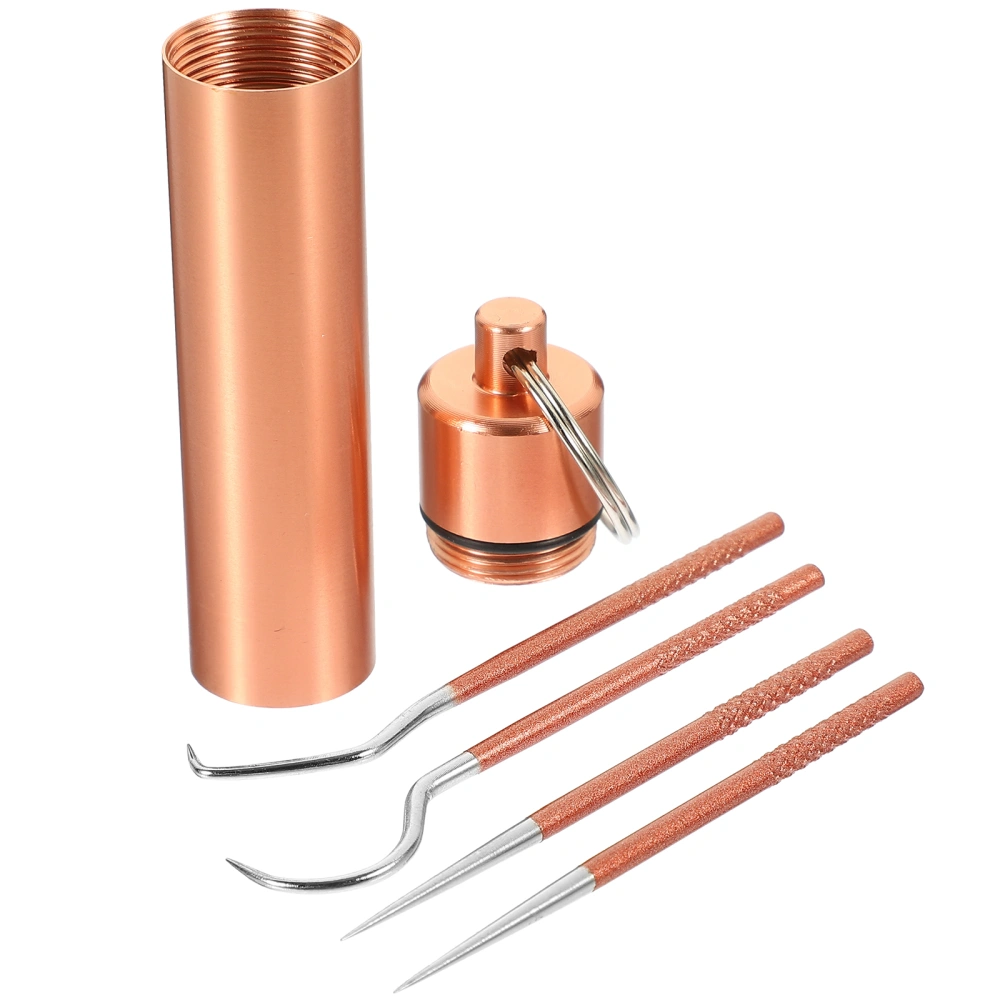 1 Set of Stainless Steel Toothpick Set with Portable Toothpick Holder Outdoor Portable Toothpick