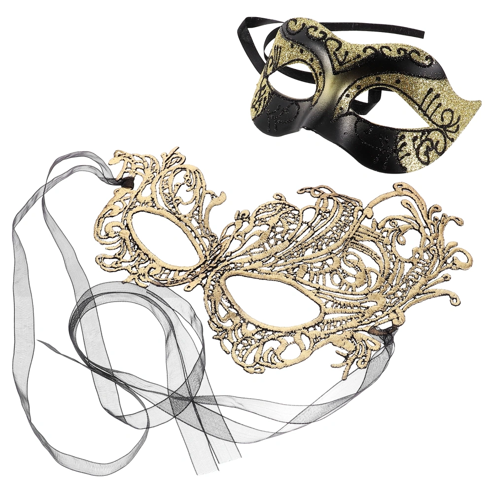 2pcs Costume Ball Cosplay Mask Mysterious Half-face Masquerade Mask Costume Accessory