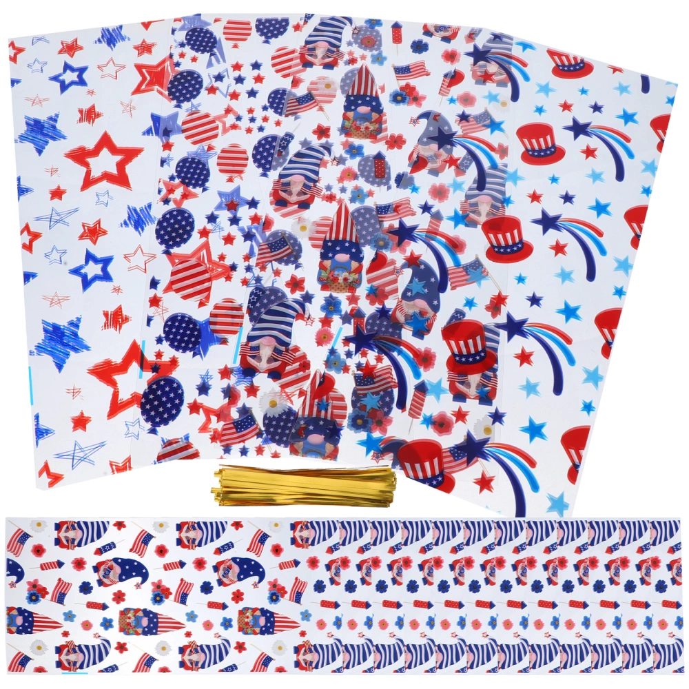 100pcs Independence Day Favor Bags Patriotic Cellophane Candy Bags 4th of July Treat Bags