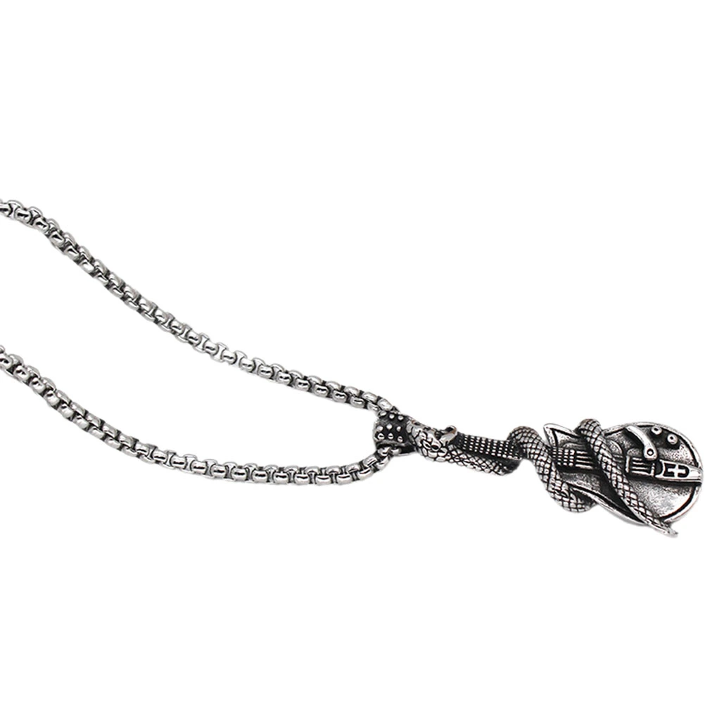 Male Necklace Men Snake Guitar Necklace Stainless Steel Necklace Vintage Pendant Necklace