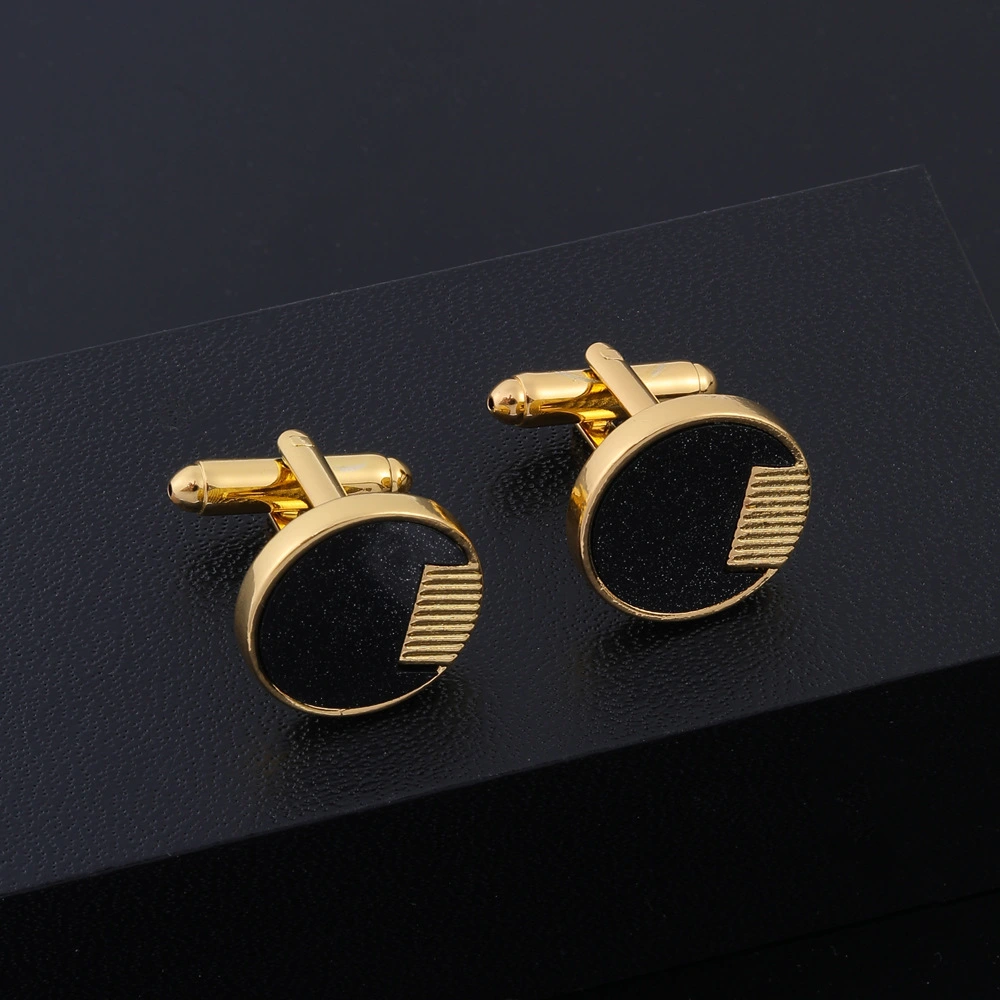 Round Black French Shirt Cufflinks